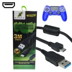 Cabo Micro-usb V8 3.0 C/ Filtro P/ Controle Ps4 3m X-cell