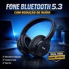Fone De Ouvido Bluetooth 5.3 Headset Microfone Redução Ruído