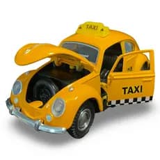 Miniatura Fusca Táxi Metal 12 Cm com Fricção e Portas que Abrem 🚖 Colecionável