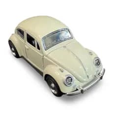 Fusca Branco Creme Abre Portas, Mala e Capô - Metal Miniatura 12 Cm - Fricção e Portas que Abrem