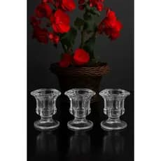 Kit de 1,2 e 3 Castiçais de Vidro Porta Vela enfeite e Decoração + duas velas de brinde