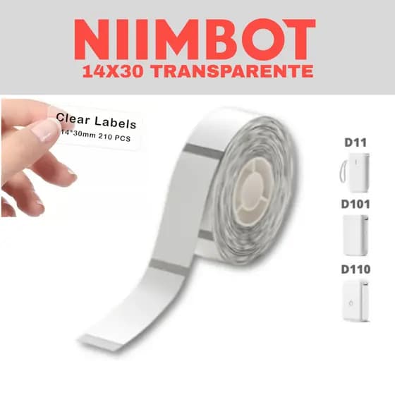 Etiqueta Transparente Niimbot D110 D101 D11 14x30 mm 210pçs