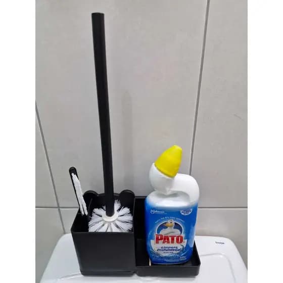 Kit Suporte Com duas Escovas de Banheiro Vaso Sanitário com Adesivo para Fixação ABS