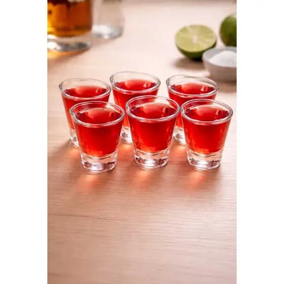 Jogo 6 Copos Coração de Vidro para Short Aperitivo Café pinga tequila Drinks 50 ml