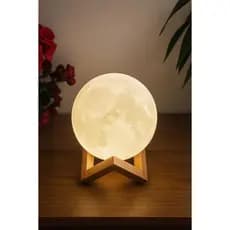 Luminária Lua Cheia 3D Abajur LED Alto Relevo e Base Para Decoração Sem Fio Suporte Plastico