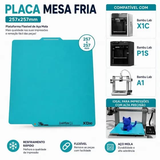 Placa Mesa Fria Xd3d Cool Plate Bambu Lab P1p P1s X1c A1