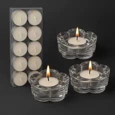 Kit 1, 2 e 3 castiçais de Flor Porta Vela de Vidro + 10 mini velas