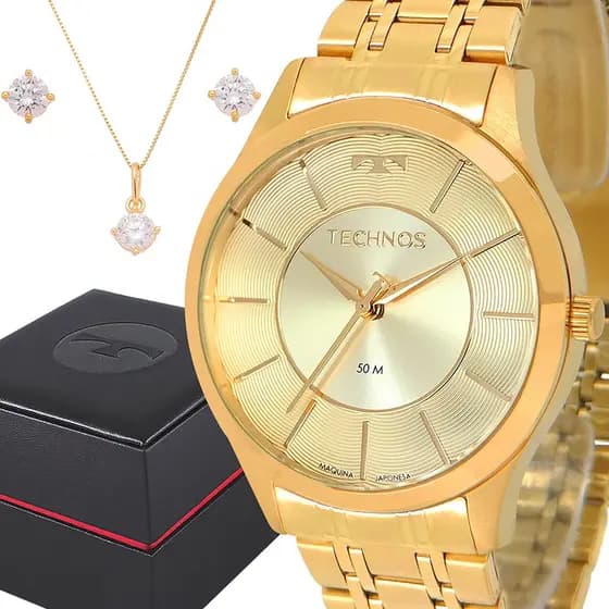 Relógio Feminino Technos Dourado Original Prova D'água