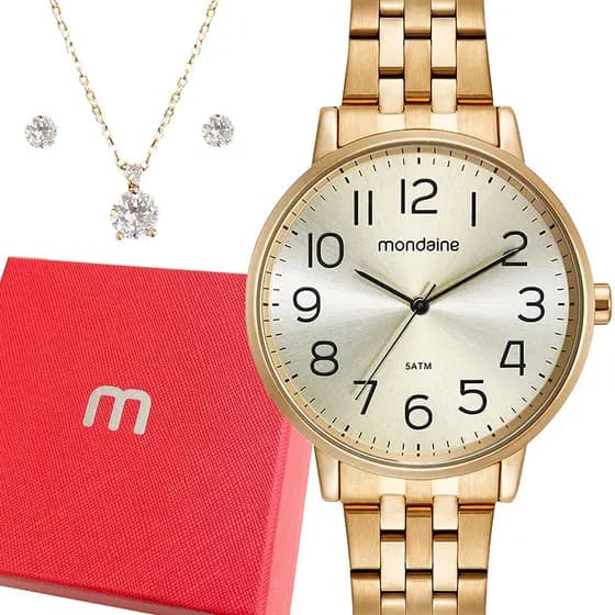 Relógio Mondaine Feminino Garantia 1 Ano Dourado Prova Dágua