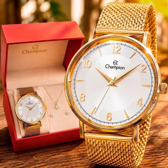 Relógio Champion Dourado Feminino Original Analógico Luxo