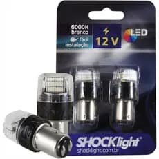 Par Lâmpada Led 2 Polos Branca 1157 16 Leds Shocklight 12V - SLL-121157-BC