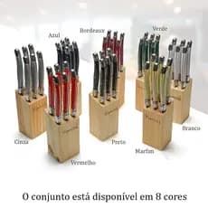 Jogo De Facas Laguiole Inox Com Cepo De Madeira 6 Peças Luxo