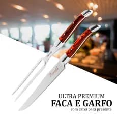 Kit Churrasco Laguiole Faca E Garfo Aço Inox Cabo Madeira