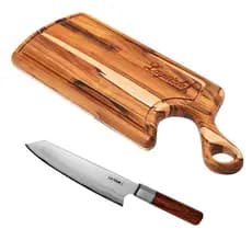 Kit Churrasco Premium Tábua De Carne Com Faca Kyoto Aço Inox Cabo de Madeira 33cm LAGUIOLE LA TOUR