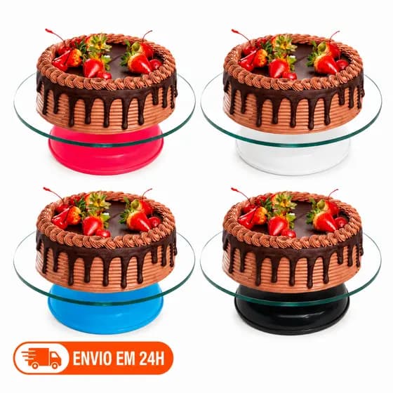 Bailarina Para Bolo De Vidro Profissional Confeiteira Duplo Rolamento Base De Silicone Silver Chef