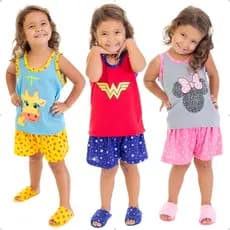 Short Doll Infantil Regata Feminino Personagens Verão LN010