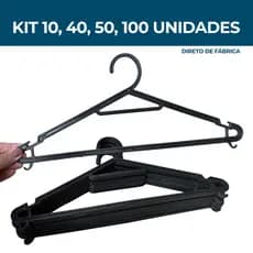 Kit 10, 40, 50, 100 Cabides Adulto Preto Multifuncional Direto de Fábrica - ESTRELA G007