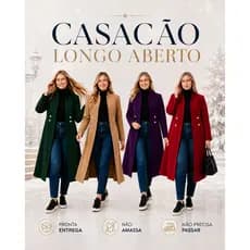 Sobretudo Feminino Cardigã Casaco Comprido jaqueta Longo aberto Colete manga Longa Blaser Moda Evangélica Mais Vendido