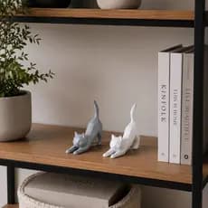 2 Gatos Decorativos Modernos Decoração escultura Design Minimalista elegantes quarto sala estante