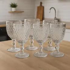 Jogo 6 Taças Vidro Água Sucos Drinks Cozinha Recipiente Servir Copo Xicara Bebida Jantar