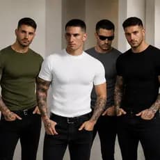Kit Completo 4 Camisa Masculina Canelada Slim Fit Básicas Confortáveis Estilo Americano Economia Garantida