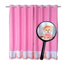 Cortina Ursa Rosa Princesa Quarto de Nenem Menina Janela Padrão 2,60 L x 1,70 A