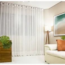 Cortina De Linho De Ilhós para Varão Sala E Quarto Voil Flame 4,00 L X 2,80 A