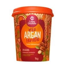 Máscara de Hidratação e Creme de Pentear Corpo Dourado Regarv 1kg Meu Argan Favorito para Cabelos Ressecados