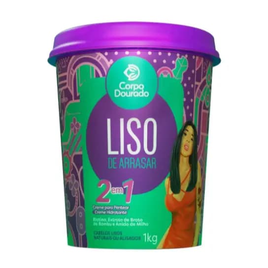 Creme de Pentear e Hidratar 2 em 1 Liso de Arrasar 1kg Corpo Dourado