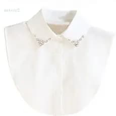 Rhinestones Beads False Shirt Collar Fashionable Decorative Faux Collar Tie W