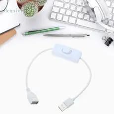 USB Den Line Linha Interruptor 30CM 11 8 Polegadas Preto Branco