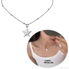 Pingente Colar Estrela Corrente Colares Liga Textura Jóias Aniversário Para Meninas Quen