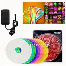 Fita Led Neon Alto Brilho 5m Corte 2,5cm Flexível Siliconada 12v Ip65 Com ou Sem Fonte