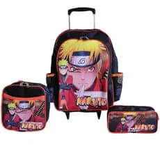 kit mochila de rodinhas infantil Naruto escolar meninos ninja novidade volta as aulas estojo lancheira térmica