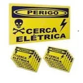 Placa de Advertência para Cerca Elétrica Em Alumínio "Perigo Cerca Elétrica" com 10 peças