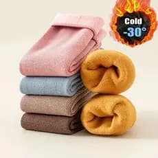 kit 3/6 Pares Meia Termica XDW Feminina Cano alto de Lã Grossa Peluciada Meia de Inverno