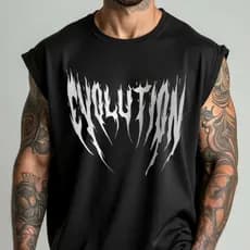 Camiseta Regata Oversized Masculina 100% Algodão Evolution Para Treino Preto e Branco Moda Verão