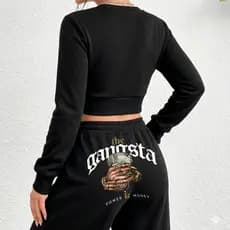 Calça de Moletom Wide Leg Unissex Gangsta Moda Gringa Para Todas as Ocasiões Preto e Branco