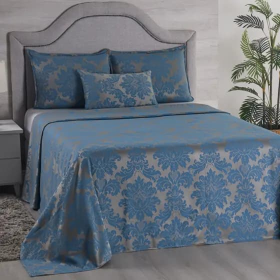 colcha de cama casal king 3 pçs 2,80x 2,60 - vermelho, azul e palha