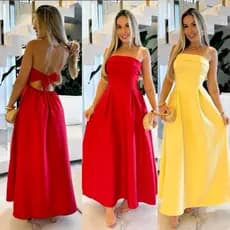 Vestido Feminino Tomara que Caia Com Bojo em Alfaiataria Amarração Festa Natal Réveillon Ano Novo
