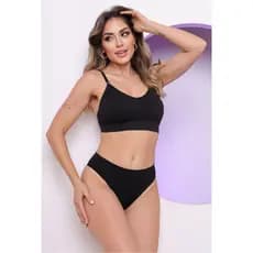 Kit 2 Calcinhas Tanga Fio Dental Cós Alto Microfibra Confortavel Lisas