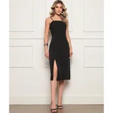 Vestido Feminino Casual Longo Soltinho Alcinha Fenda Festa Luxo