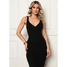 Vestido Feminino Midi Tubinho Em Tricot Texturizado Social Festas Ano Novo 2025