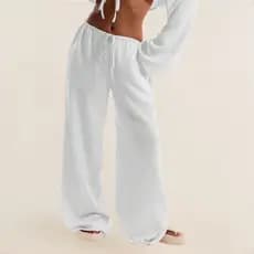 Calça de Praia com Amarração na Frente Efeito Linho