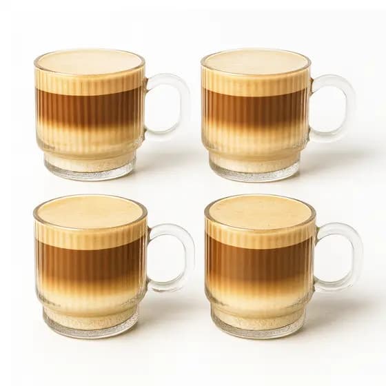Jogo 4 Xícaras Em Vidro Graffiato 170ml Canecas de Café Chá
