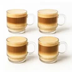 Jogo 4 Xícaras Em Vidro Graffiato 170ml Canecas de Café Chá