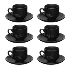 Jogo 6 Xícaras Com Pires Em Porcelana Manhattan 90ml 12 Peças