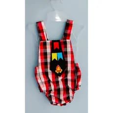 Romper Xadrez São João Bebê Menino Romper Junino Mês Versário São João Caipira Roupa de São João Xadrez Infantil Body