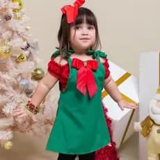 Jardineira Natal Infantil Menina Roupa Natalina Bebê Look Feminino Natal Bebezinha Roupa Vermelha para Natal Natalino