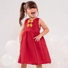 Vestido Natal Infantil Vermelho Vestidinho Bebê Natalino Look Natal Vestido Luxo Vermelho Menina Roupa Natal Infantil